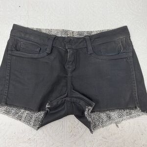 Bleulab Black White Dotted Frayed Hem Coated Reversible Denim Shorts Size 28
